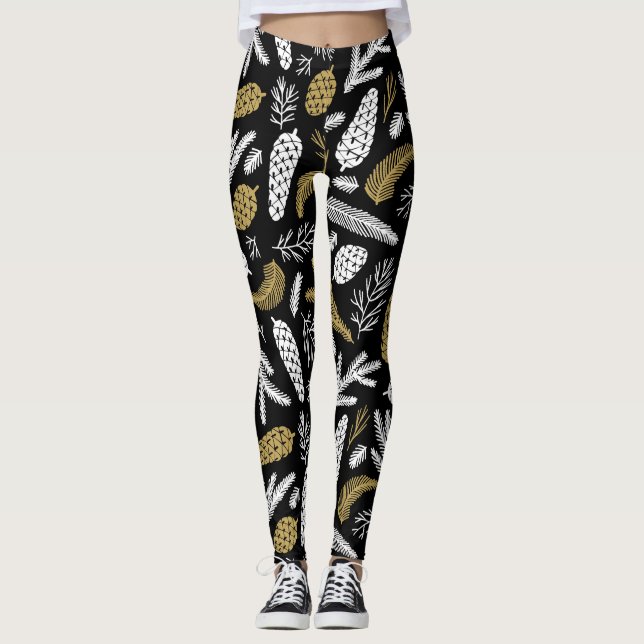 CHRISTMAS HOLIDAY FLORAL CUSTOM MONOGRAM LEGGINGS (Vorderseite)