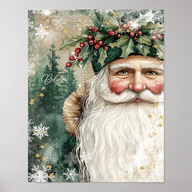 christmas holiday folk santa believe poster (Devant)
