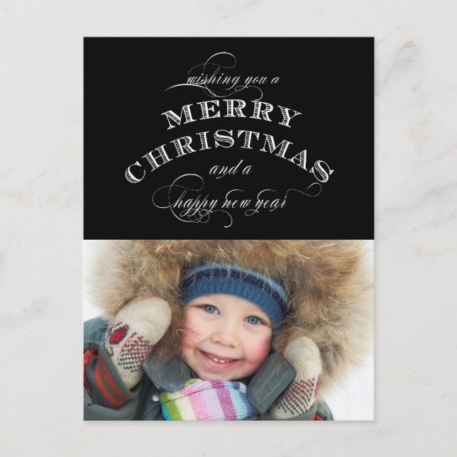 CHRISTMAS HOLIDAY FOTO POSTCARD | Schwarz Feiertagspostkarte (Vorderseite)