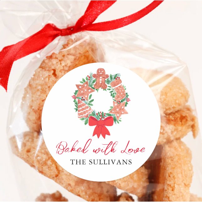 Christmas Holiday Gingerbread Baked With Love Runder Aufkleber (Von Creator hochgeladen)