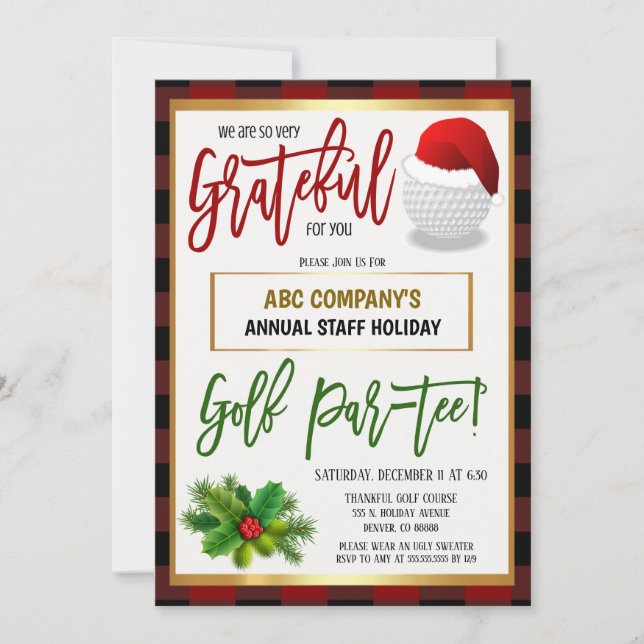 Christmas Holiday Golf Party Invitation (Devant)