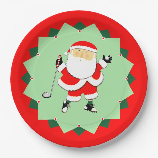 Christmas Holiday Golf Party Pappteller (Vorderseite)