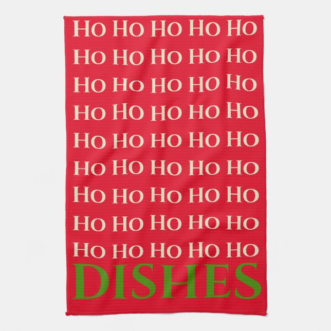 CHRISTMAS HOLIDAY HO HO HO DISH RED KITCHEN TOWEL GESCHIRRTUCH (Vertikal)