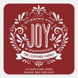CHRISTMAS HOLIDAY JOY CHALKBOARD ADRESSE STICKERS