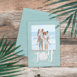 Christmas Holiday Joy Photo Simple Trendy Beach  Feiertagskarte<br><div class="desc">This design features Christmas holiday modern Christmas holiday joy simple modern, nautical beach tropical vacation photo, family picture 1 one turquoise, and dollar coastal tropical ocean, seaside sea life turquoise teal, trendy stylish unique typography text, whimsical calligraphy script font, modern holiday island minimalist, Christmas holiday photo greeting cards, simple noel...</div>