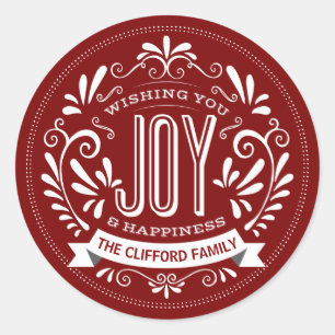 CHRISTMAS HOLIDAY JOY ROUND CHALK ART STICKERS