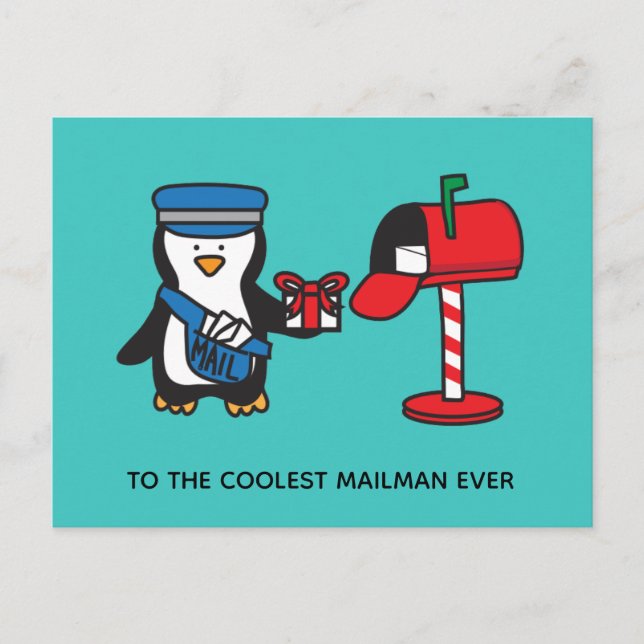 Christmas Holiday Mailman Mail Lady Postal Worker Postkarte (Vorderseite)
