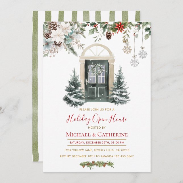 Christmas Holiday Open House Invitation (Devant / Derrière)