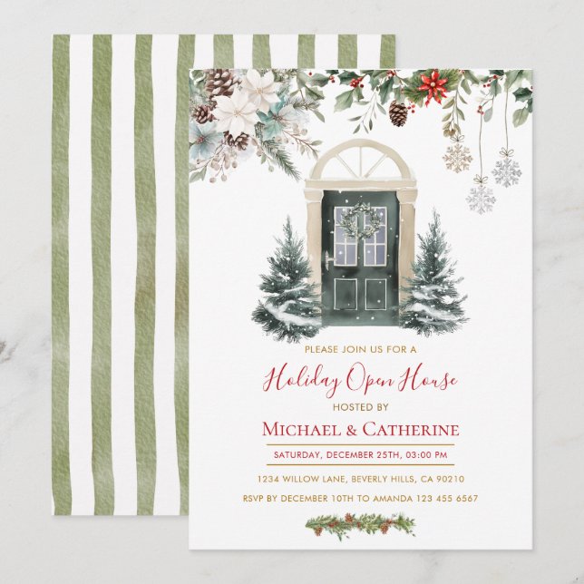 Christmas Holiday Open House Invitation Einladung (Vorne/Hinten)
