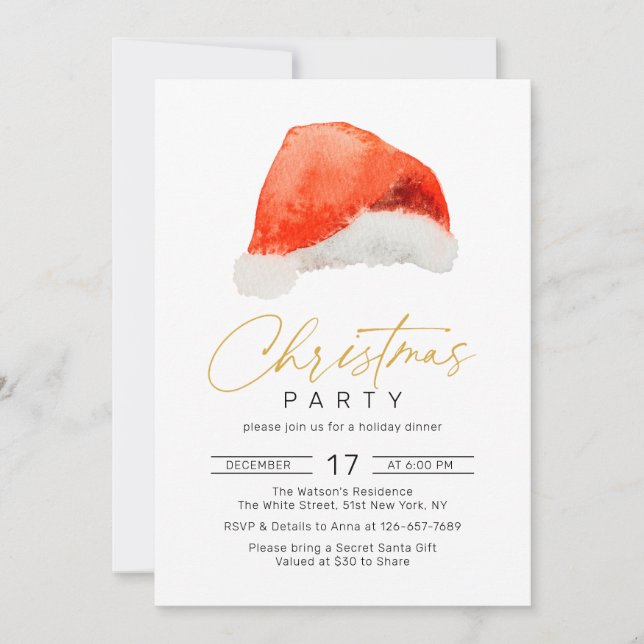 Christmas Holiday Père Noël hut Party Invitation (Devant)