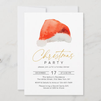 Christmas Holiday Père Noël hut Party Invitation