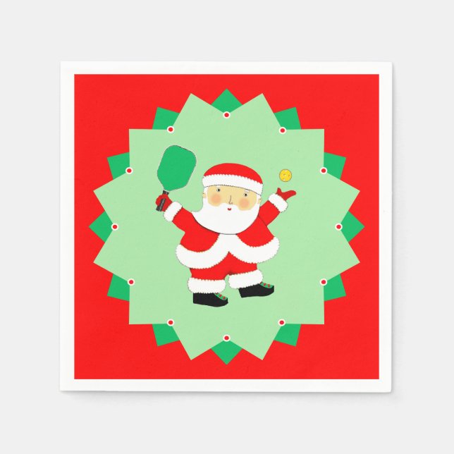 Christmas Holiday Pickleball Party Serviette (Vorderseite)