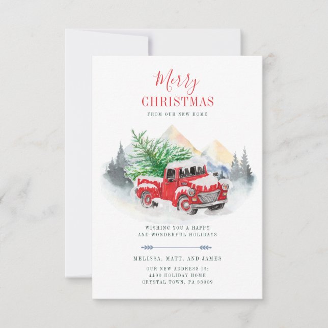 Christmas Holiday Red Truck Moving Announcement (Vorderseite)