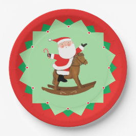 Christmas Holiday Rocking Horse Paper Plates Pappteller
