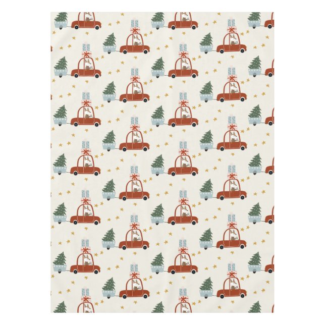 Christmas Holiday Table Cloth Animal Illustration  Tischdecke (Vorderseite)