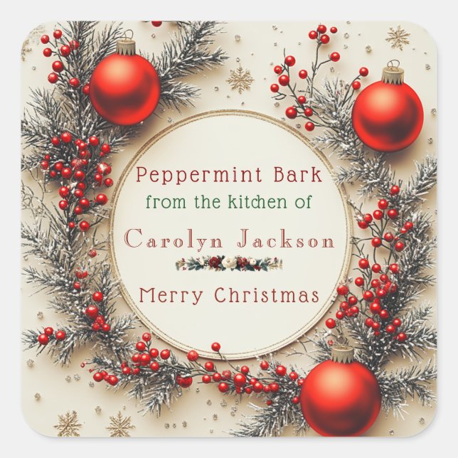 Christmas Holiday Treats Cookies Candy Quadratischer Aufkleber (Vorderseite)