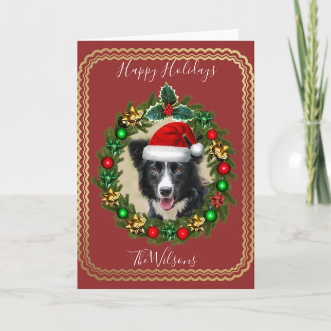 Christmas Holidays Border Collie chien carte de vo (Devant)