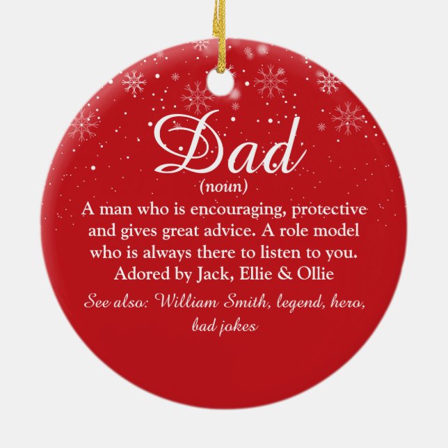 Christmas Holidays Dad, Daddy, Father Definition Keramik Ornament (Hinten)