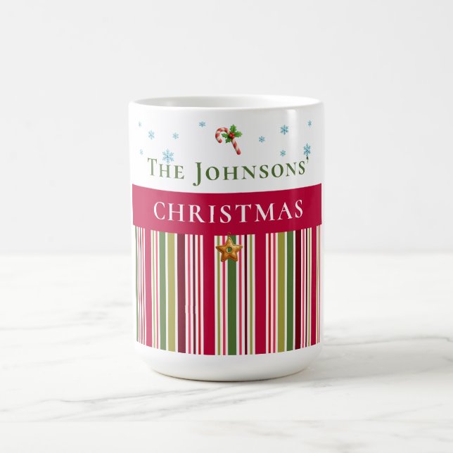 Christmas Holidays - Red, Green & Gold Stripes Kaffeetasse (Mittel)