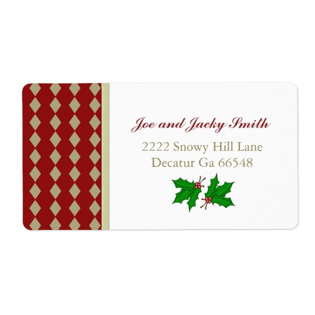Christmas Holly Address Labels (Vorne)