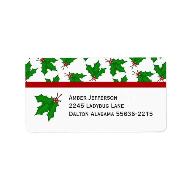 Christmas Holly Address Labels Adressaufkleber (Vorne)