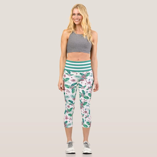 Christmas Holly Berries Capri Leggings (Vorderseite)