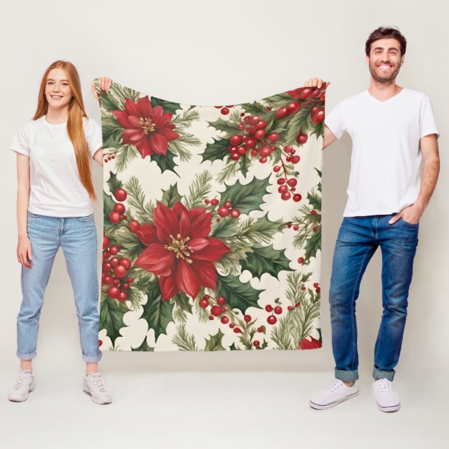 Christmas Holly & Berries Fleece Blanket (Beispiel)