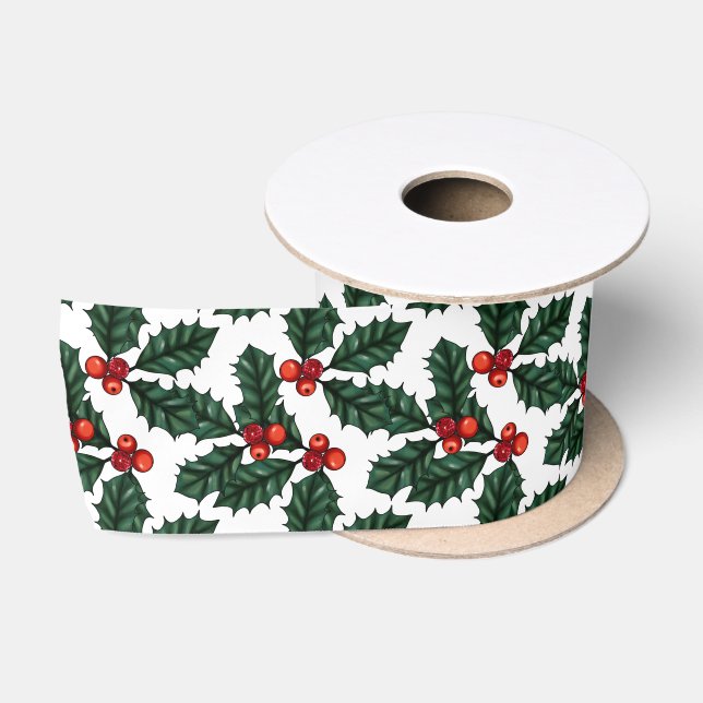Christmas Holly Berries Satinband (Spule)