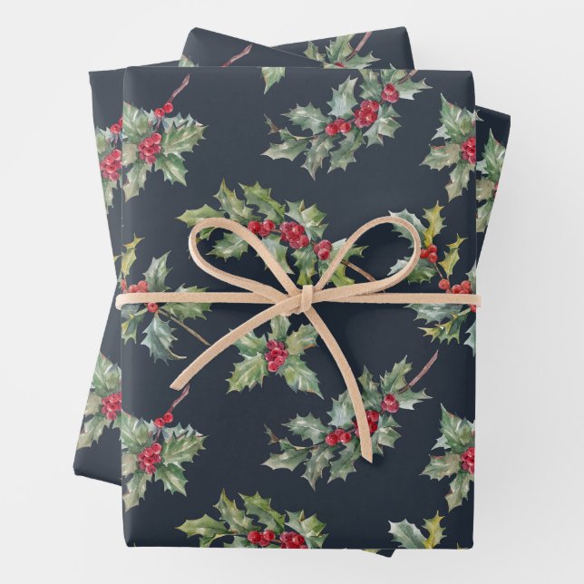 Christmas Holly Berry Branches avec Feuille (En situation)