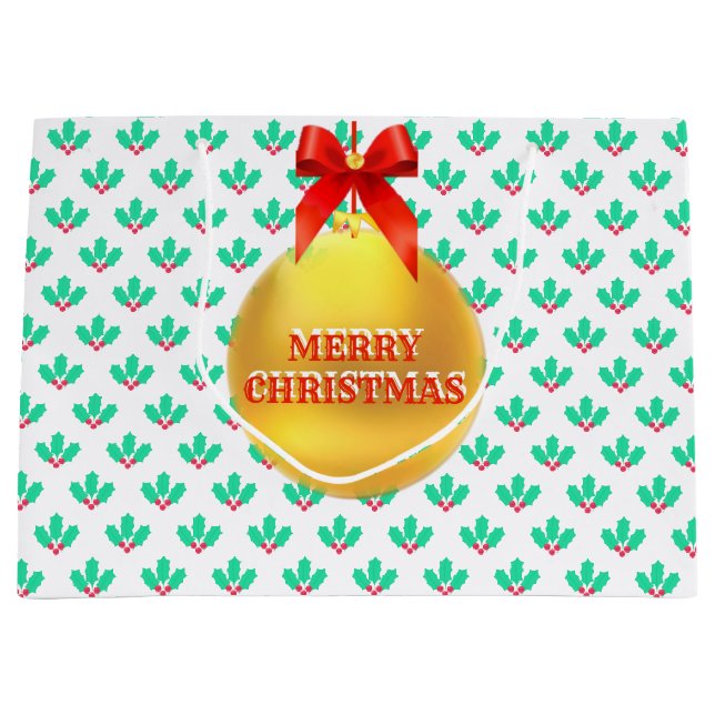 Christmas Holly Berry Große Geschenktüte (Vorderseite)
