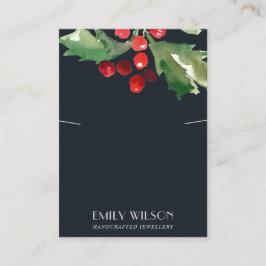 CHRISTMAS HOLLY BERRY NECKLACE BRACELET DISPLAY VISITENKARTE