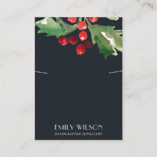 CHRISTMAS HOLLY BERRY NECKLACE BRACELET DISPLAY VISITENKARTE