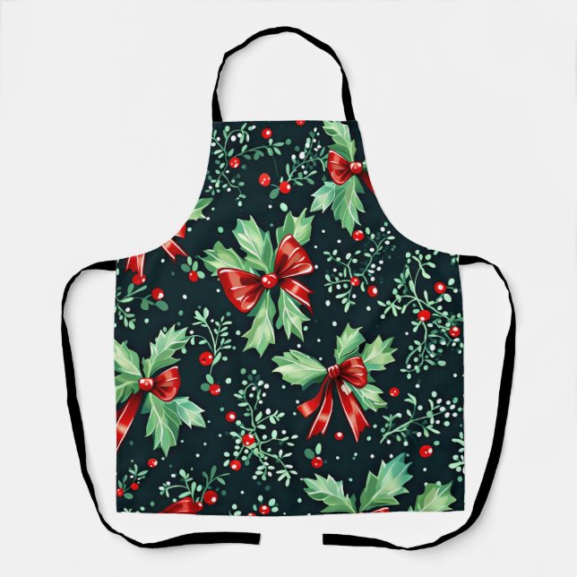 Christmas Holly Berry Pattern Schürze (Vorderseite)