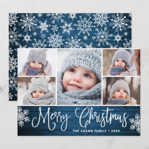 Christmas Holly Berry Rustic 5 PHOTO Carte de voeu