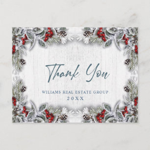 Christmas Holly Berry Rustic Corporate Vielen Dank Postkarte