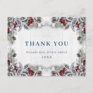 Christmas Holly Berry Rustic Corporate Vielen Dank Postkarte