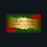 Christmas Holly Blätter Address Labels Adressaufkleber<br><div class="desc">Weihnachtsadressen-Labels. Elegante Holly Verlasse Design.</div>