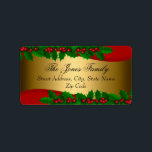 Christmas Holly Blätter Address Labels Adressaufkleber<br><div class="desc">Weihnachtsadressen-Labels. Elegante Holly Verlasse Design.</div>