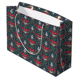 CHRISTMAS HOLLY BLÄTTER UND BERRIES MIT ROT BOW GROßE GESCHENKTÜTE