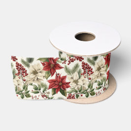 Christmas Holly Blume Satin Ribbon Satinband