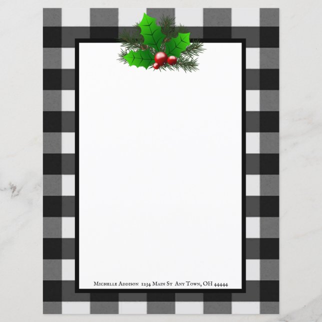Christmas Holly Buffalo Kariertes Personalisiertes (Vorderseite)