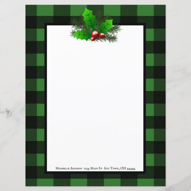 Christmas Holly Buffalo Kariertes Personalisiertes (Vorderseite)