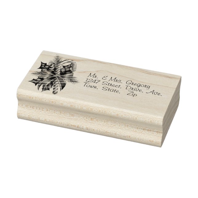 Christmas Holly Candy Cane Ribbon Gummistempel (Stempel)