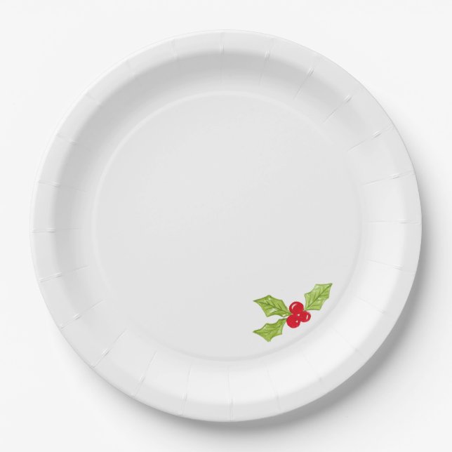 Christmas Holly Festive Holiday Fun Pappteller (Vorderseite)