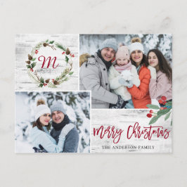 Christmas Holly FOTO Birch Bark Holiday Gruß Postkarte