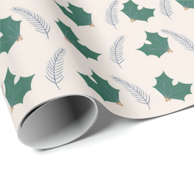 Christmas Holly gift wrap Geschenkpapier (Rolleneckpunkt)