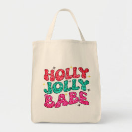 Christmas Holly Jolly Babe Modern Glitzer Script Tragetasche