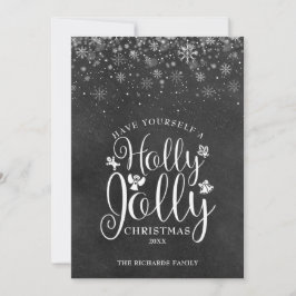 Christmas Holly Jolly Elegante Script Chalkboard Feiertagskarte