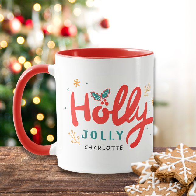 Christmas Holly Jolly Fun Winter Personalisiert Na Tasse (Von Creator hochgeladen)