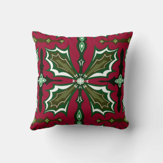 Christmas Holly Leaves Red and Green Kissen